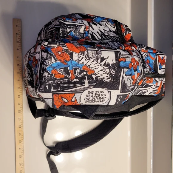 Spiderman Marvel Comic Graphic Print Backpack With Padded Adjustable Straps - Picture 7 of 16